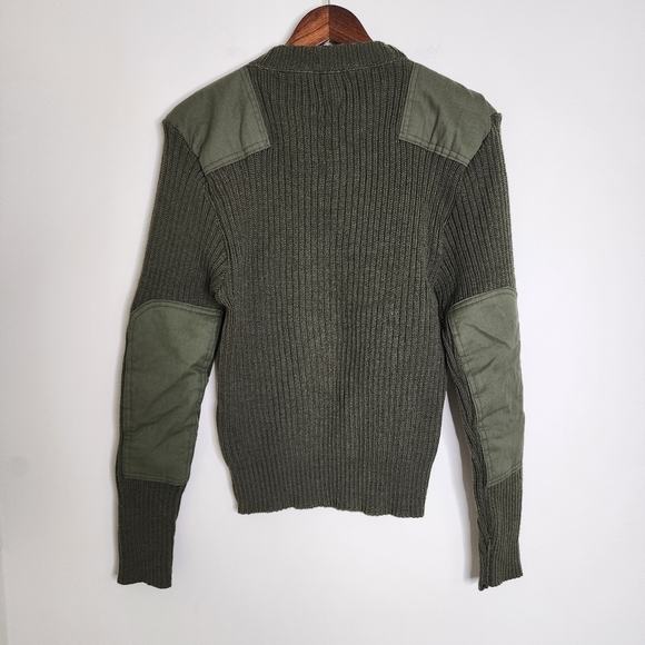 Vintage U.S.M.C. Shade Olive Green Knitted Wool Ribbed Men's Sweater Size 38 - Picture 6 of 10